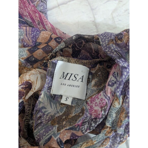 MISA Los Angeles Callas Batik Print Chiffon Minidress Keyhole Front & Back Sz Sm - Picture 4 of 7